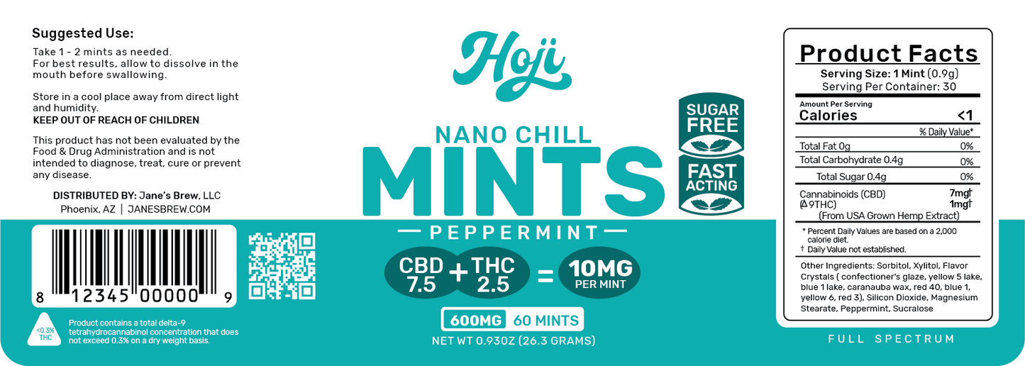 Nano Chill Mints (7.5mg CBD, 2.5mg THC)